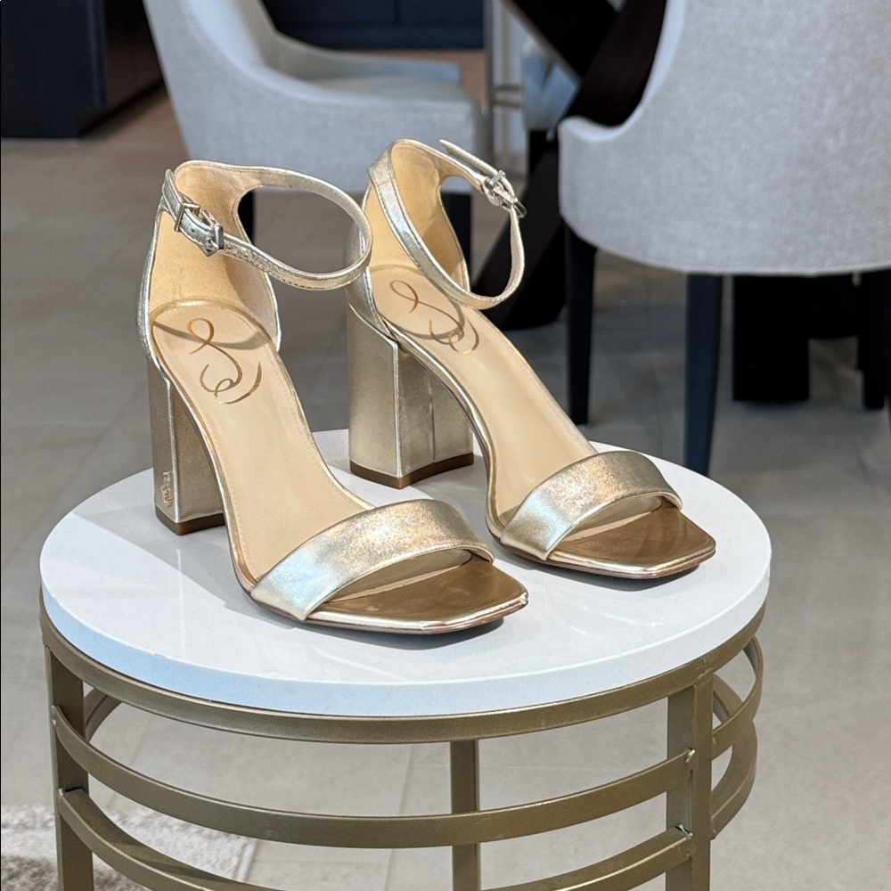 Sam Edelman Metallic Block Heel Sandals